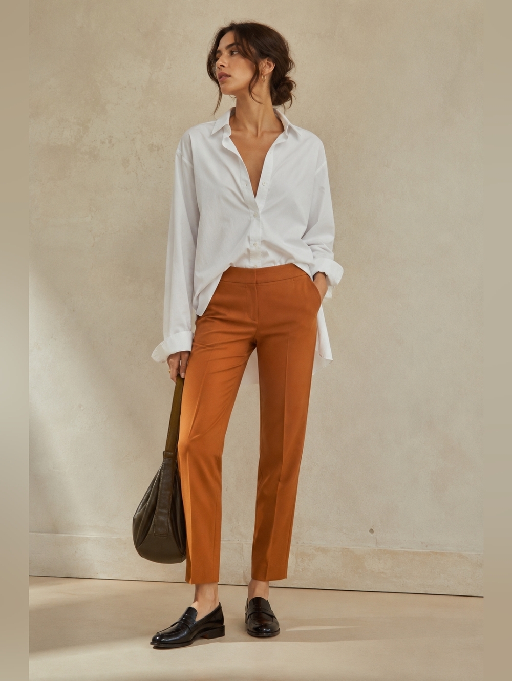 Max Mara Tailored 100% Wool Dress Pants in Burnt Orange Size 4
